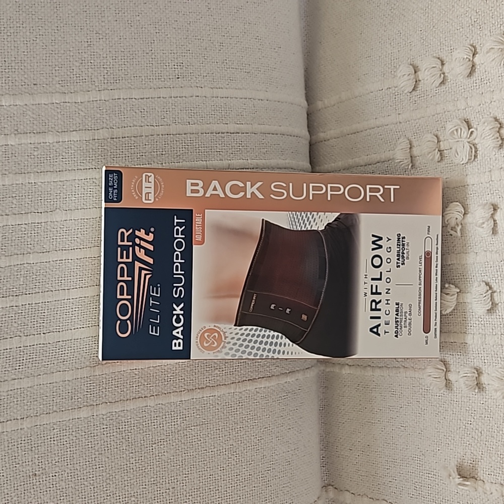 Copper fit back support sz one size new with tag